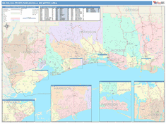 Biloxi-Gulfport-Pascagoula Metro Area Wall Map Color Cast Style 2024